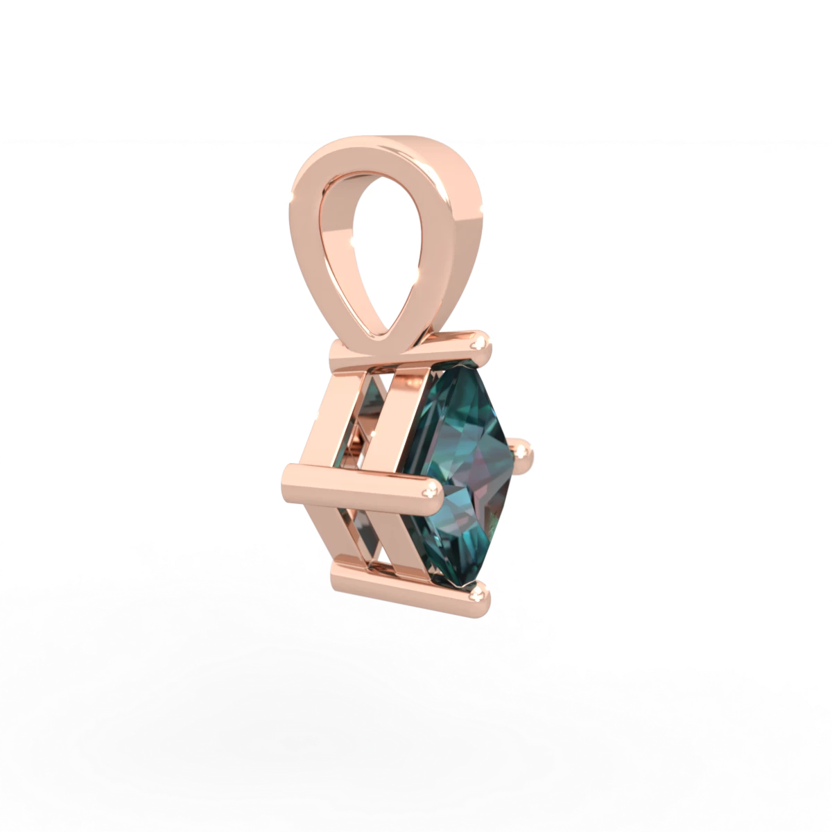 Alexandrite 5Mm Princess Solitaire 14K Rose Gold pendant P1789