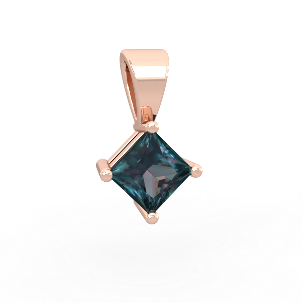 Alexandrite 5Mm Princess Solitaire 14K Rose Gold pendant P1789