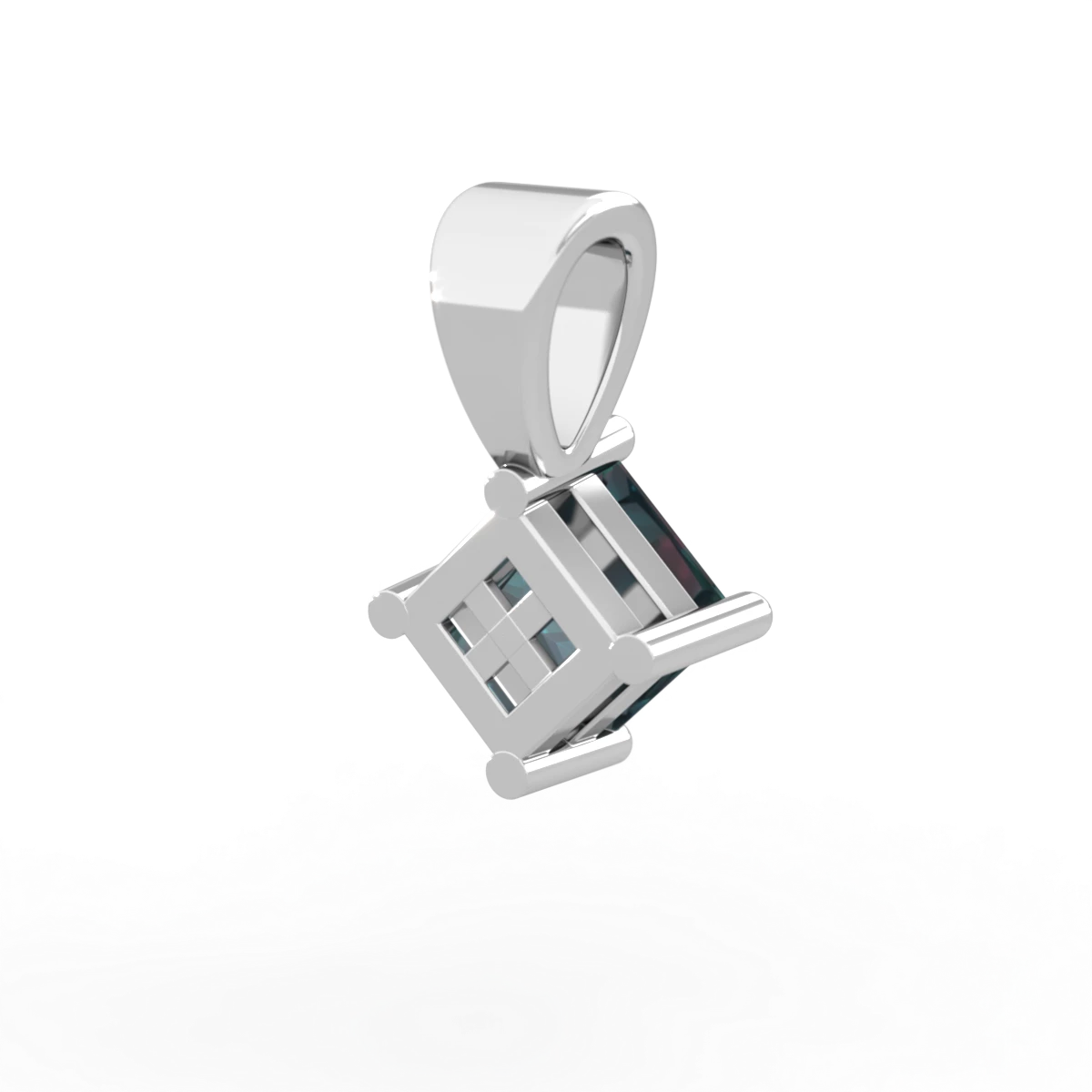 Alexandrite 5Mm Princess Solitaire 14K White Gold pendant P1789