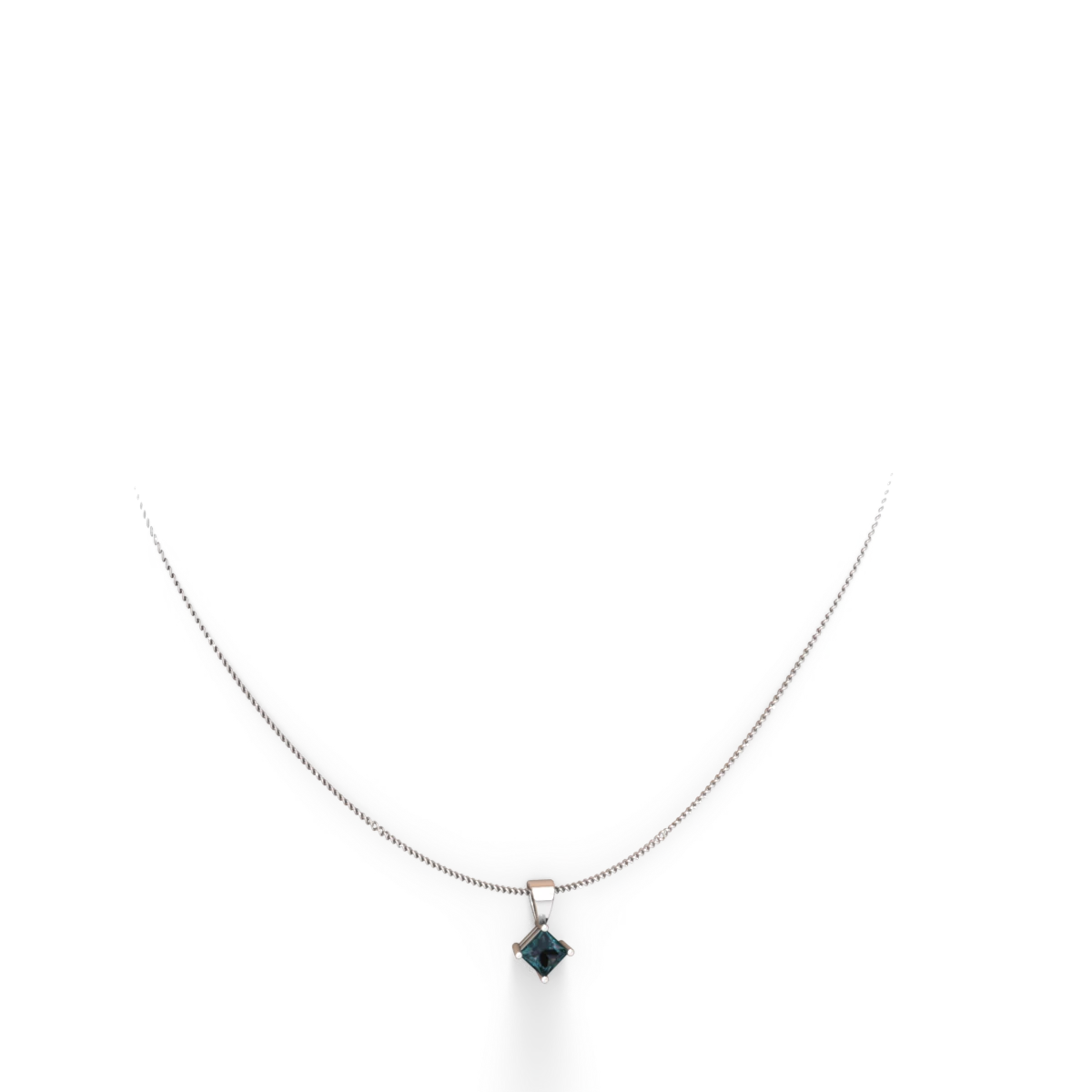 Alexandrite 5Mm Princess Solitaire 14K White Gold pendant P1789