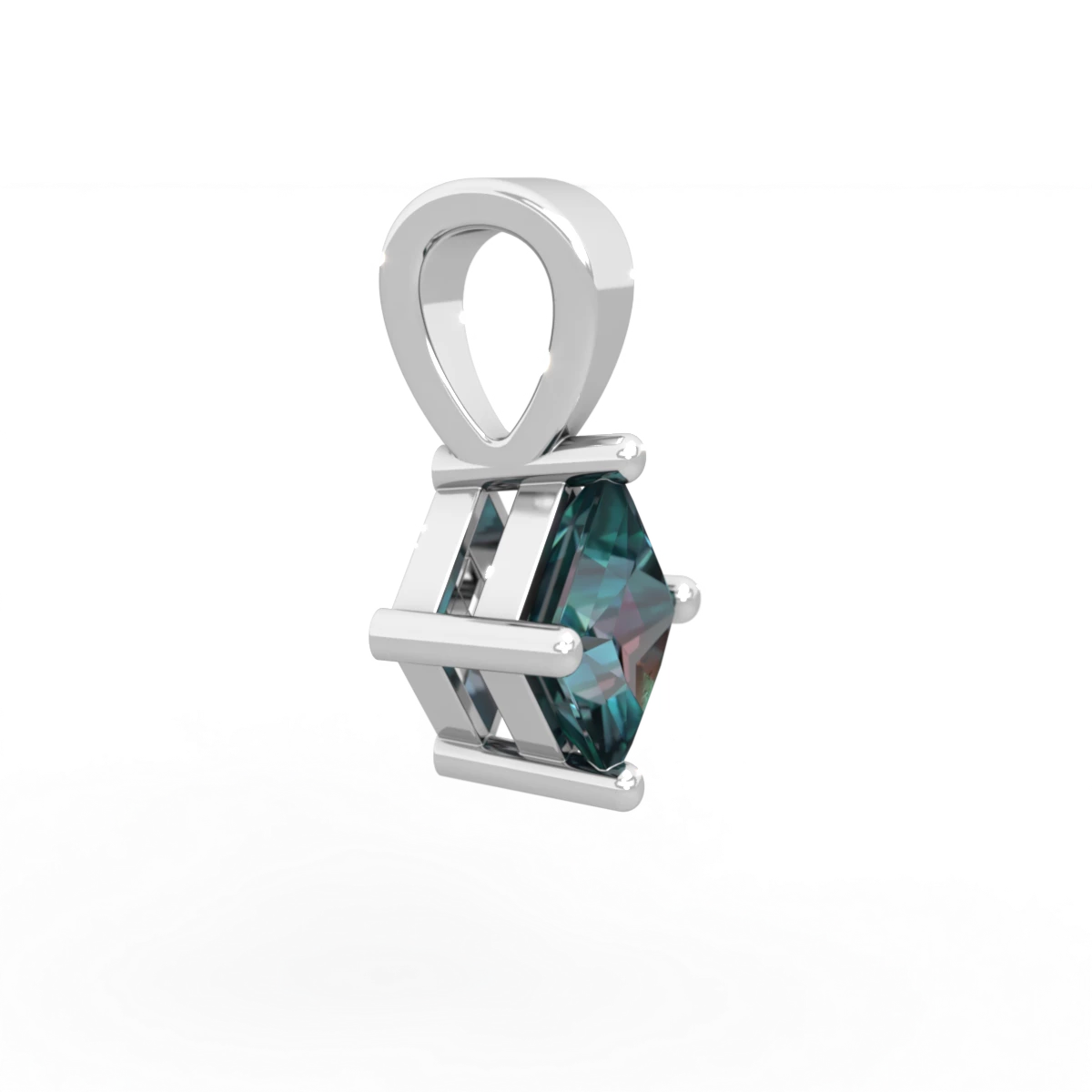 Alexandrite 5Mm Princess Solitaire 14K White Gold pendant P1789