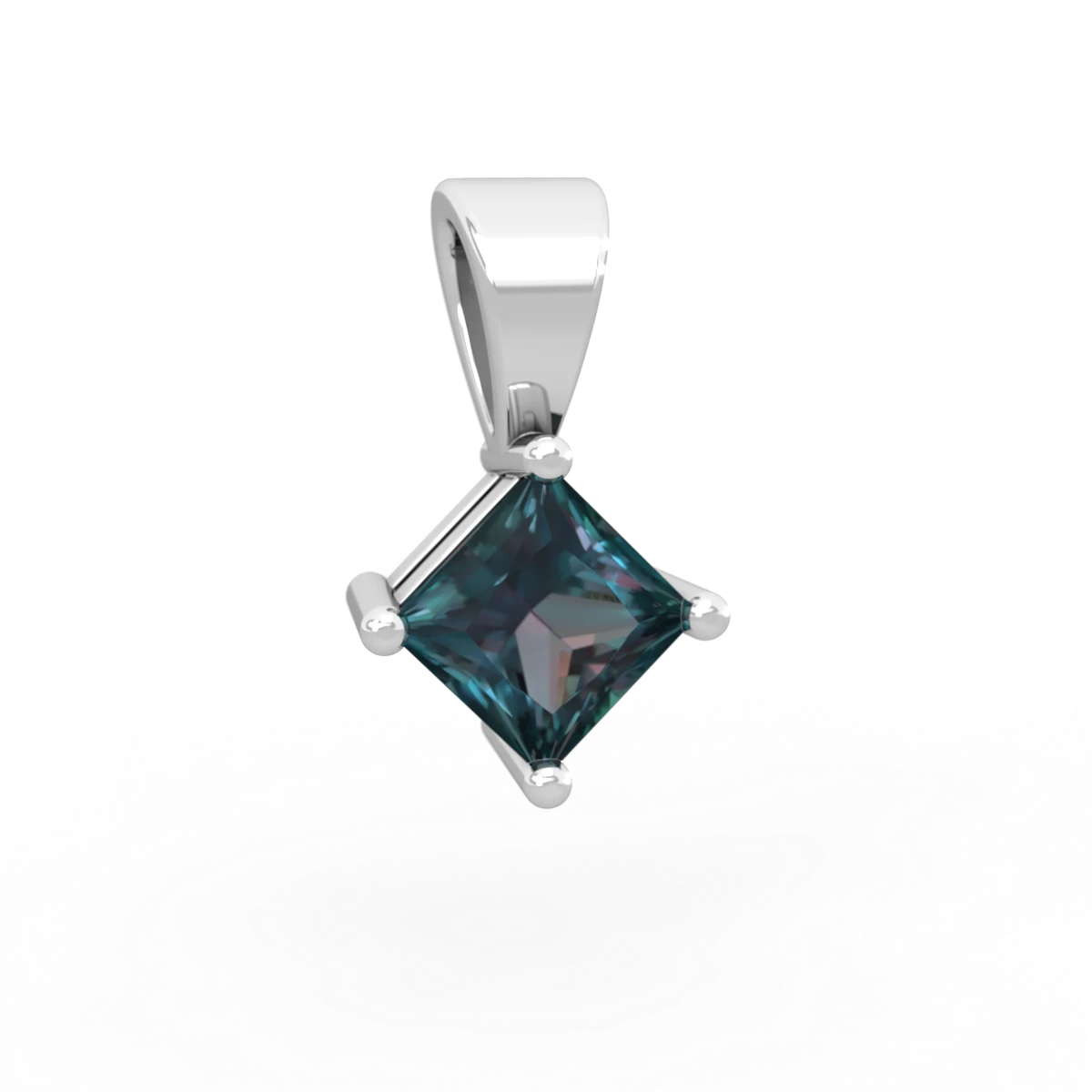 Alexandrite 5Mm Princess Solitaire 14K White Gold pendant P1789