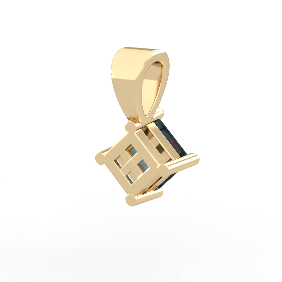 Alexandrite 5Mm Princess Solitaire 14K Yellow Gold pendant P1789