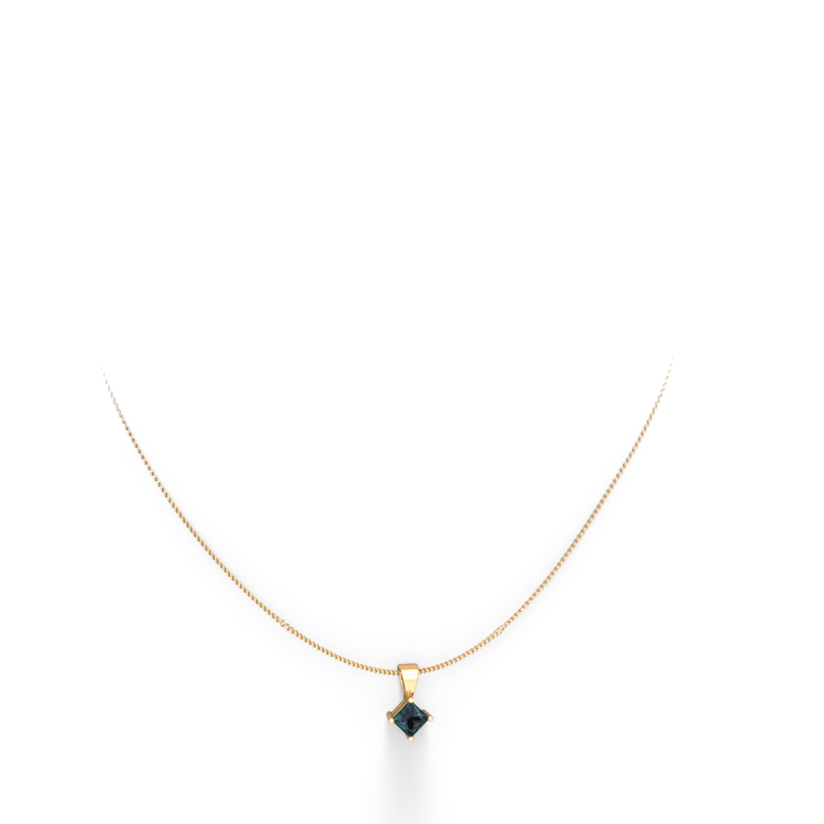 Alexandrite 5Mm Princess Solitaire 14K Yellow Gold pendant P1789