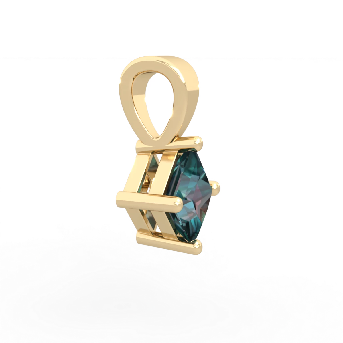 Alexandrite 5Mm Princess Solitaire 14K Yellow Gold pendant P1789