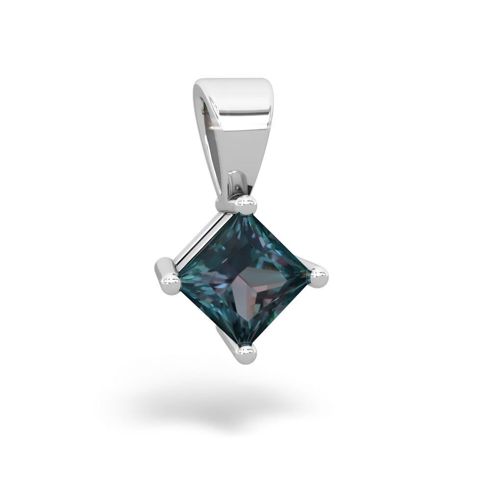 Alexandrite 5Mm Princess Solitaire 14K White Gold pendant P1789