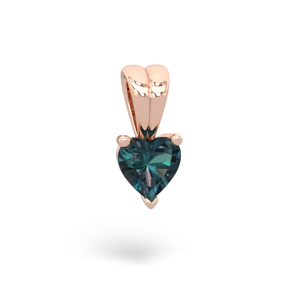 Alexandrite 5Mm Heart Solitaire 14K Rose Gold pendant P1861