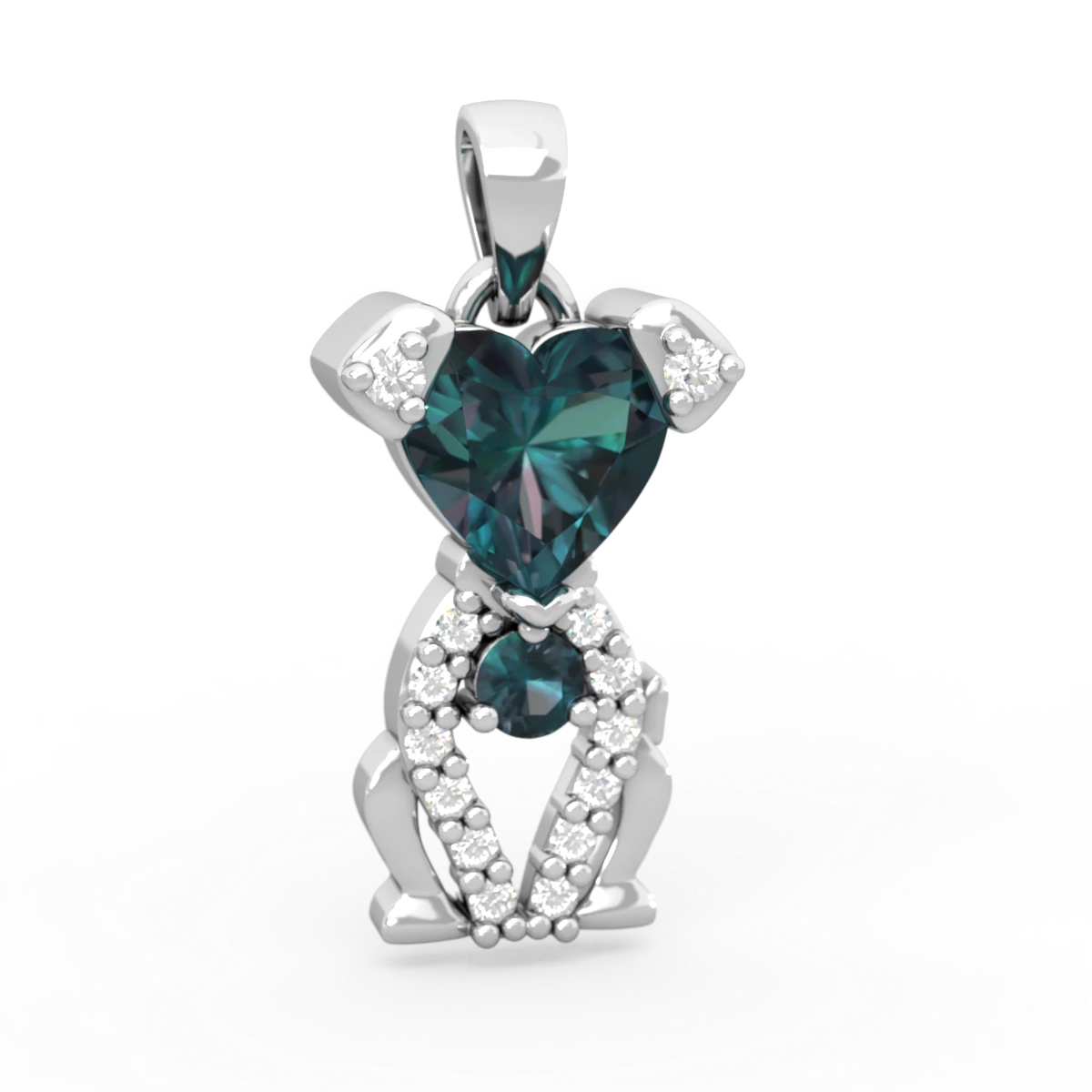 Alexandrite Puppy Love 14K White Gold pendant P5800