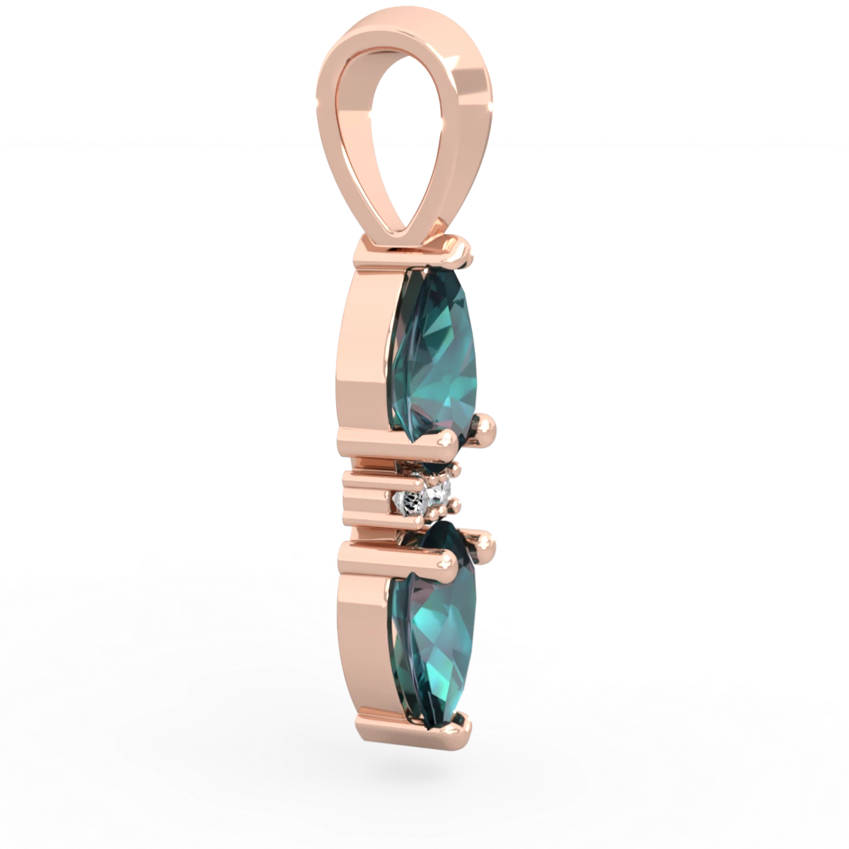 Alexandrite Bowtie Drop 14K Rose Gold pendant P0865