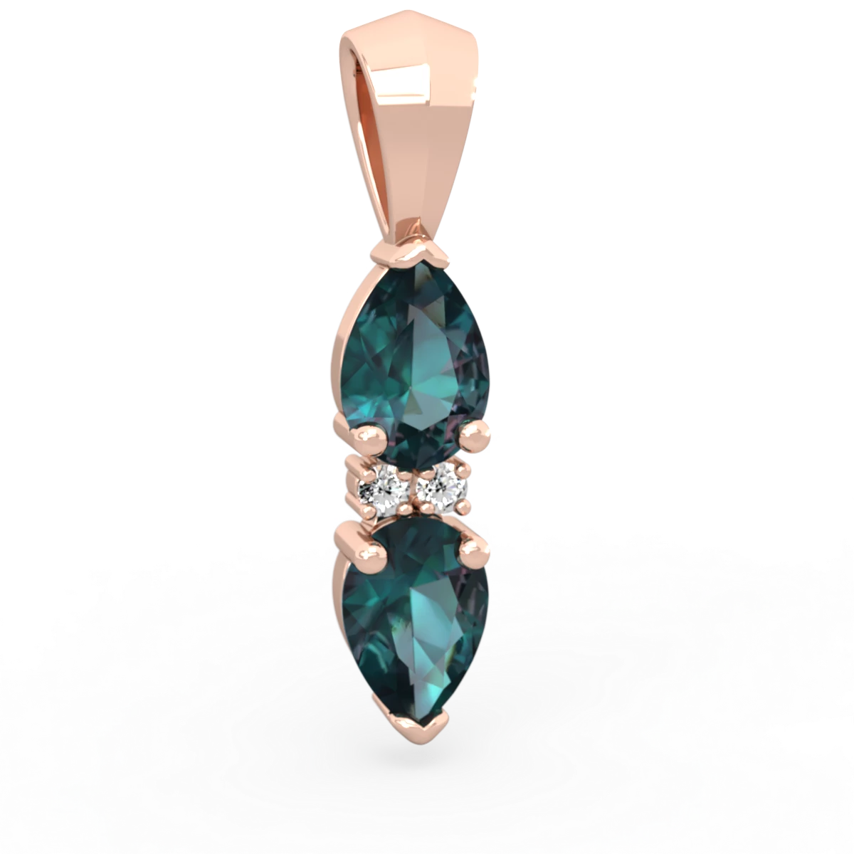 Alexandrite Bowtie Drop 14K Rose Gold pendant P0865