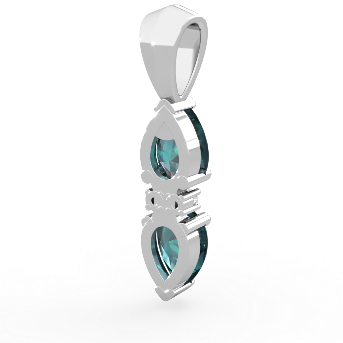 Alexandrite Bowtie Drop 14K White Gold pendant P0865