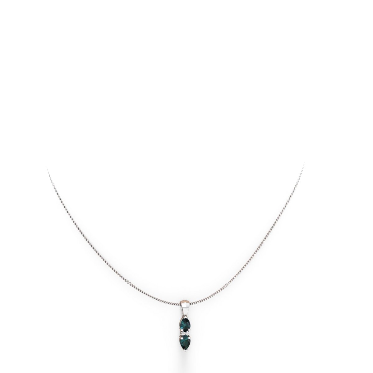 Alexandrite Bowtie Drop 14K White Gold pendant P0865