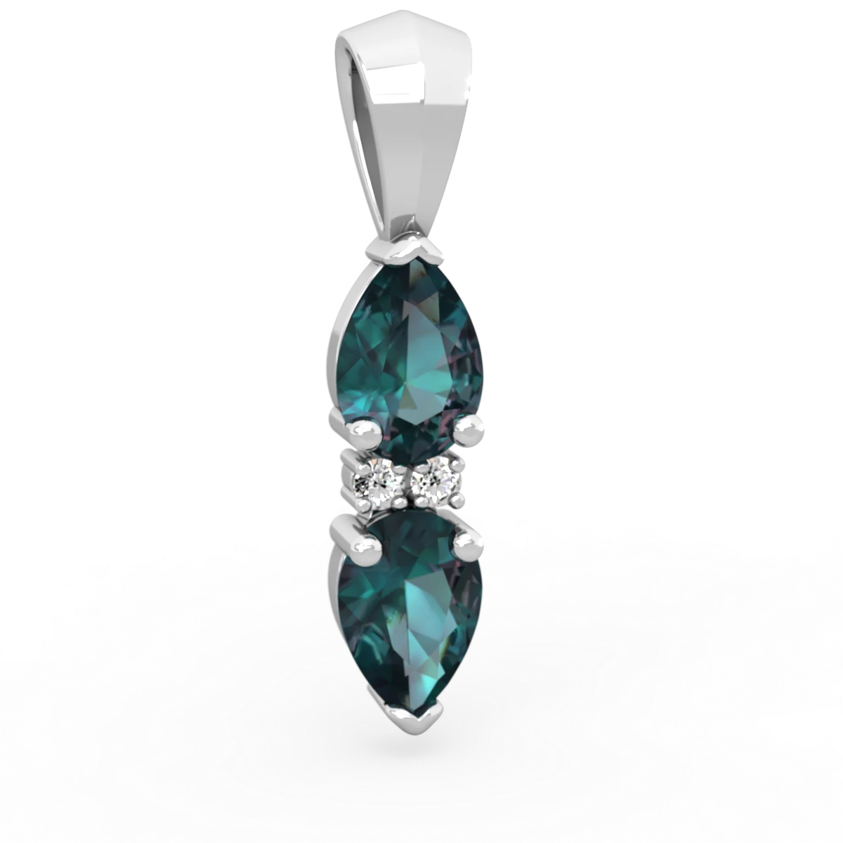 Alexandrite Bowtie Drop 14K White Gold pendant P0865