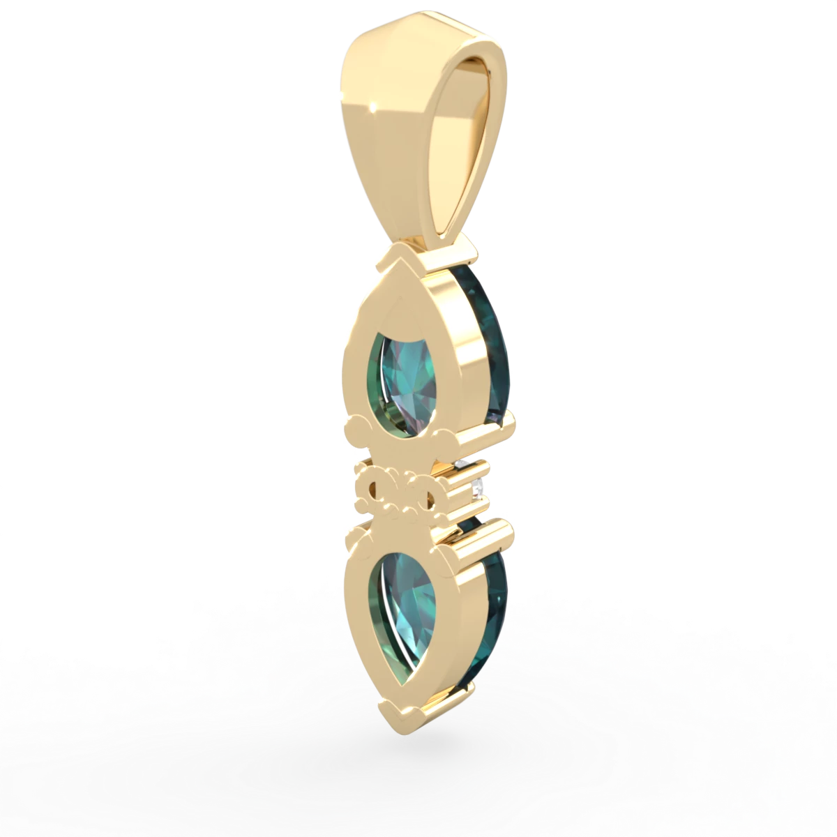 Alexandrite Bowtie Drop 14K Yellow Gold pendant P0865