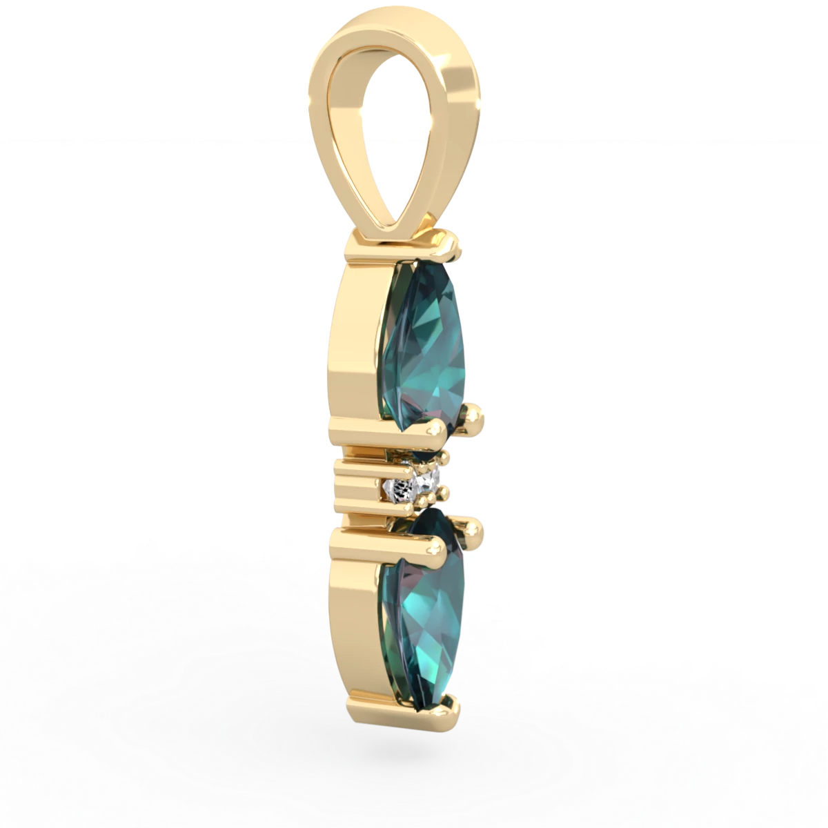 Alexandrite Bowtie Drop 14K Yellow Gold pendant P0865