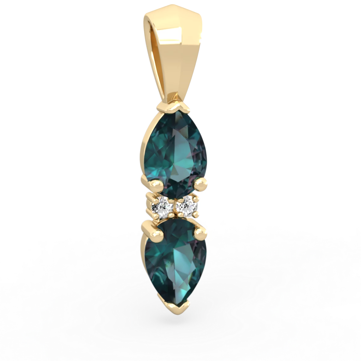 Alexandrite Bowtie Drop 14K Yellow Gold pendant P0865