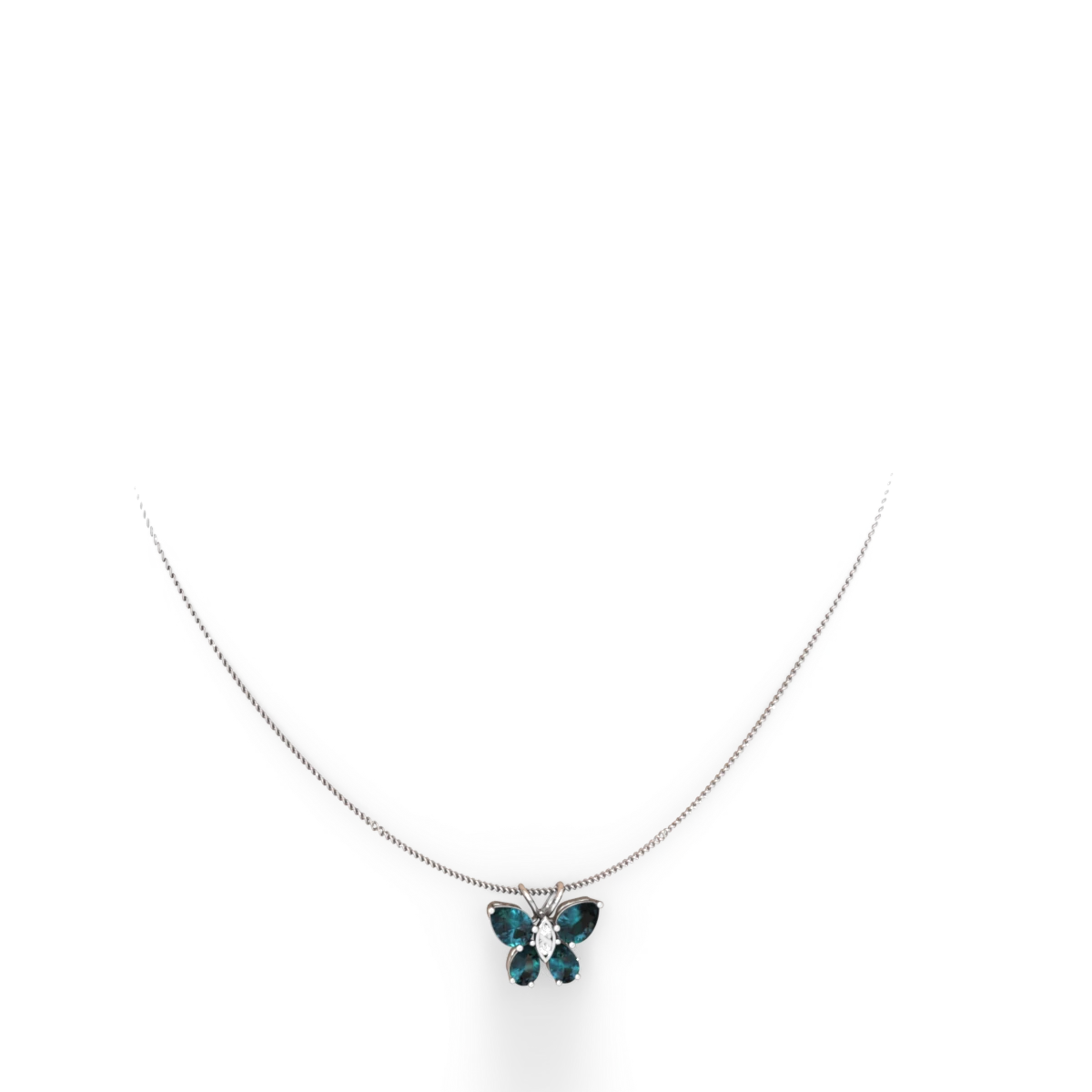 Alexandrite Butterfly 14K White Gold pendant P2215