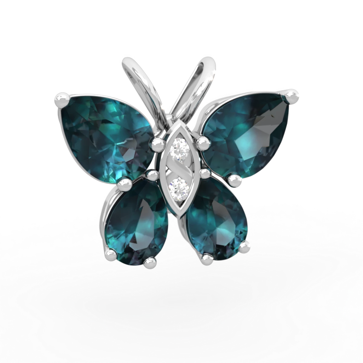 Alexandrite Butterfly 14K White Gold pendant P2215
