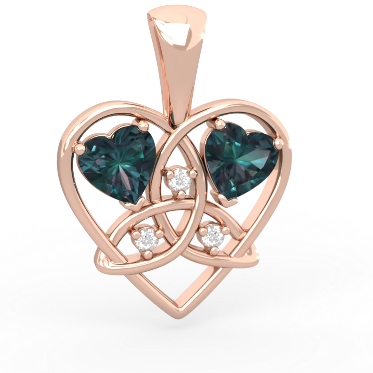 Alexandrite Celtic Trinity Heart 14K Rose Gold pendant P5331