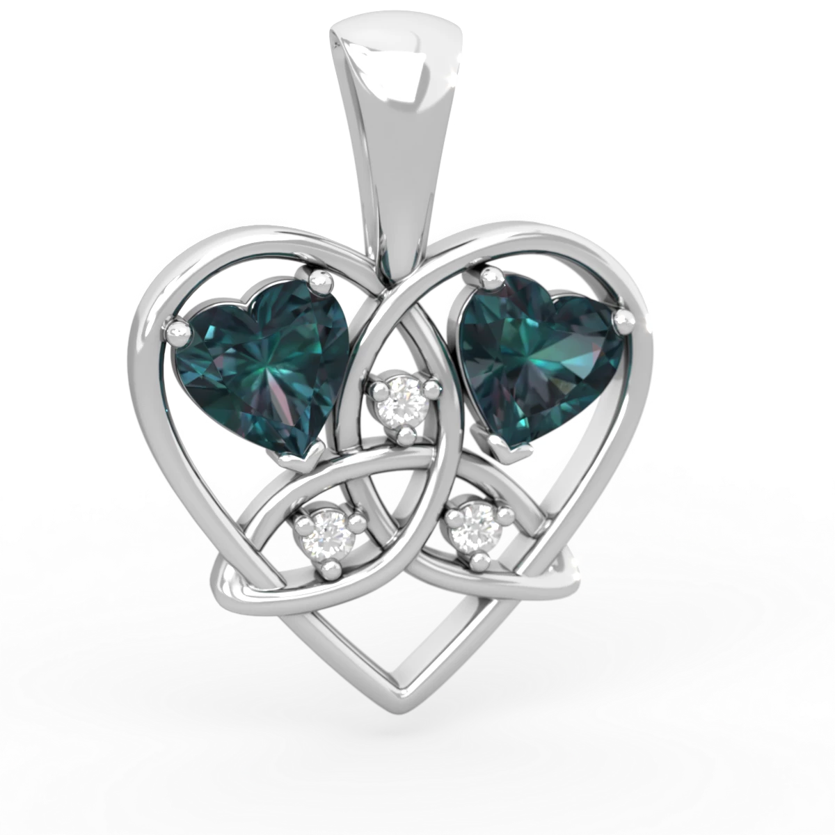 Alexandrite Celtic Trinity Heart 14K White Gold pendant P5331