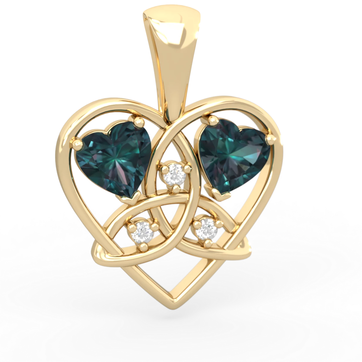 Alexandrite Celtic Trinity Heart 14K Yellow Gold pendant P5331