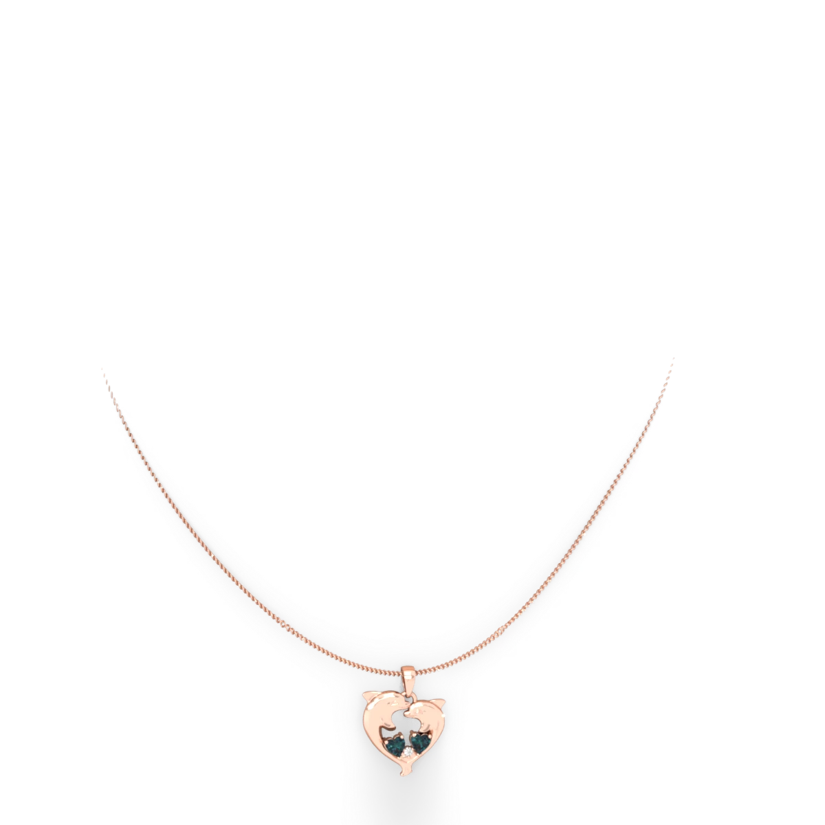 Alexandrite Dolphin Heart 14K Rose Gold pendant P5820