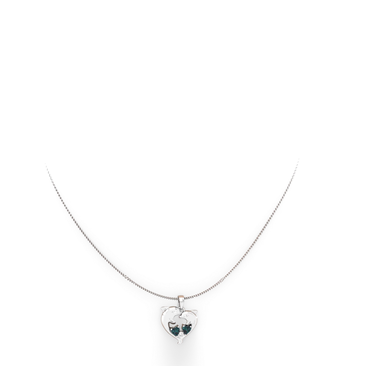 Alexandrite Dolphin Heart 14K White Gold pendant P5820