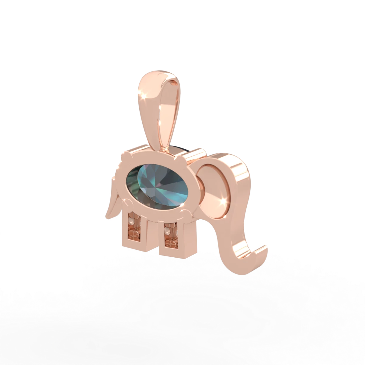 Alexandrite Elephant 14K Rose Gold pendant P2555