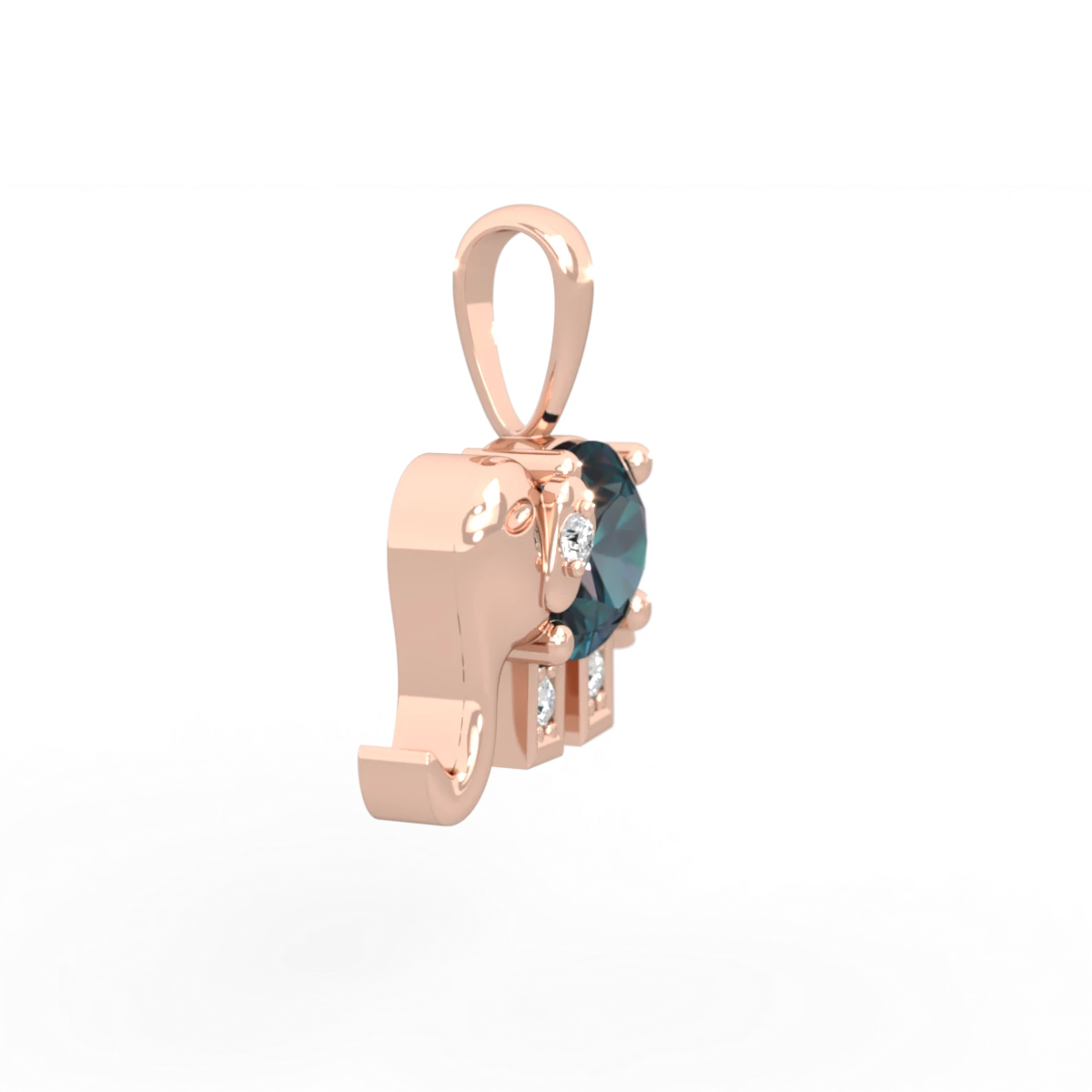 Alexandrite Elephant 14K Rose Gold pendant P2555