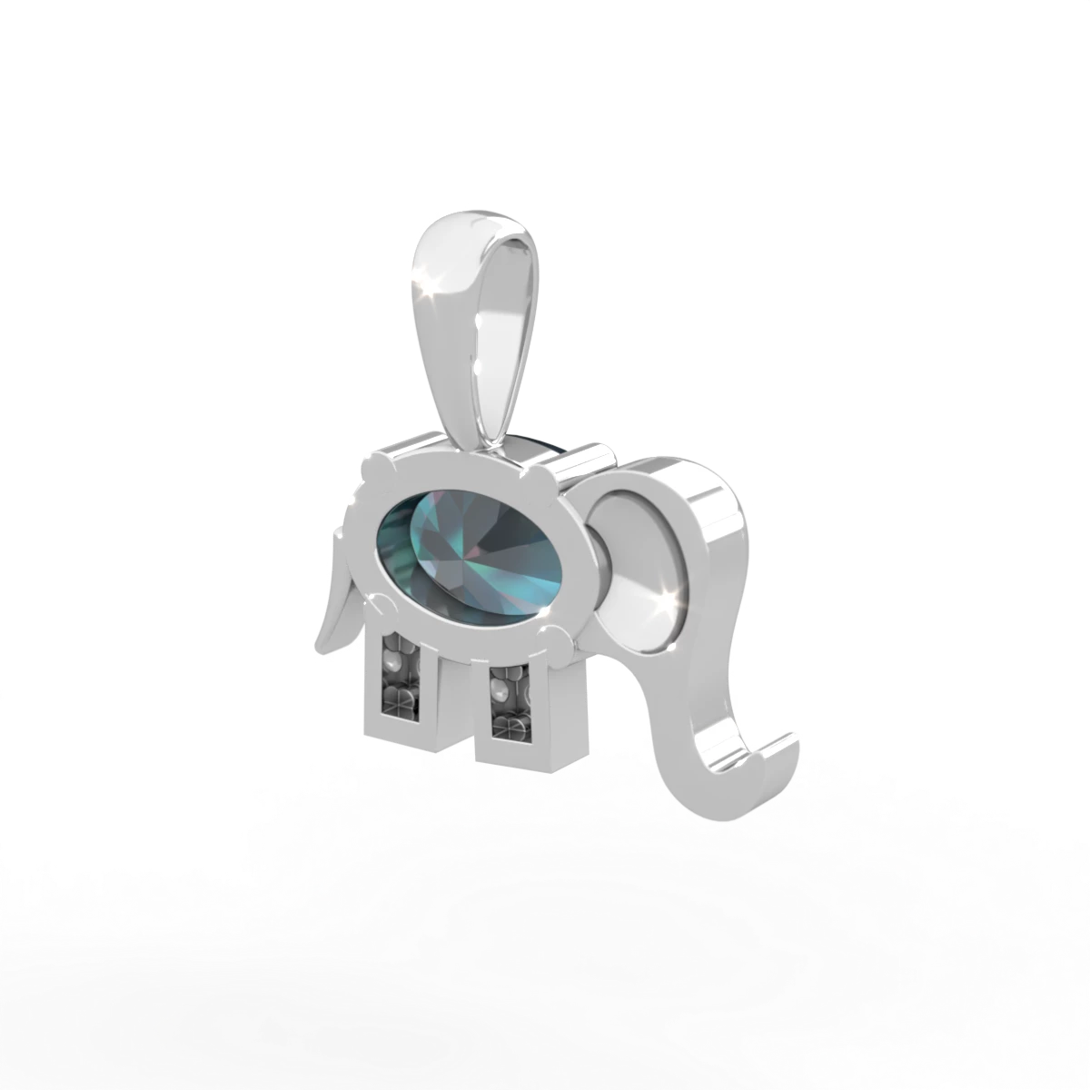 Alexandrite Elephant 14K White Gold pendant P2555