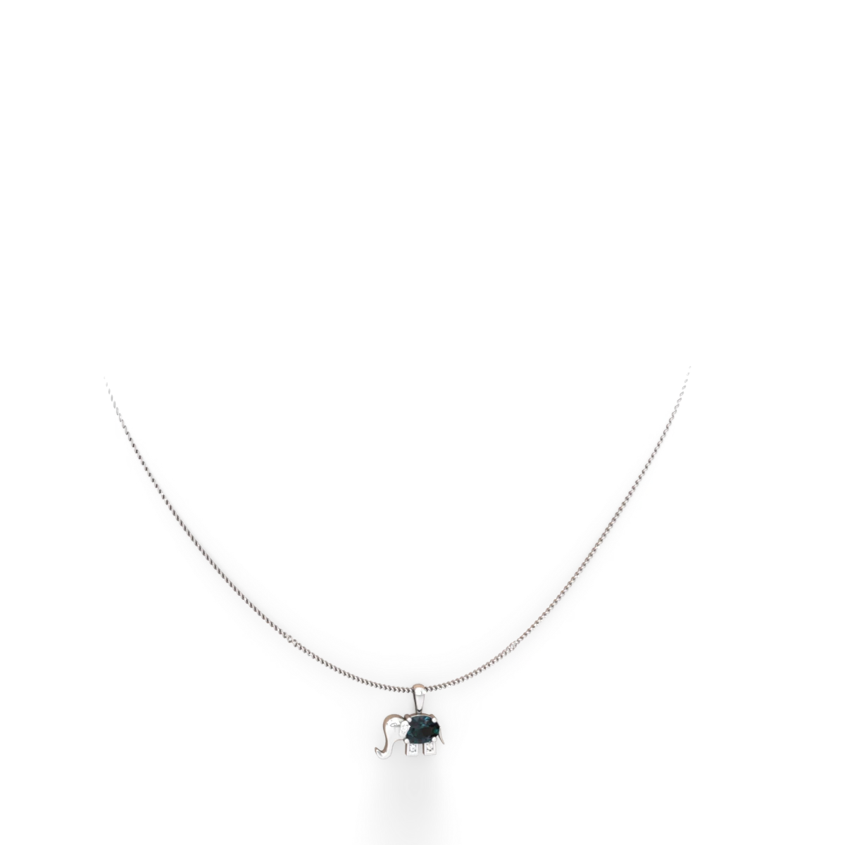 Alexandrite Elephant 14K White Gold pendant P2555