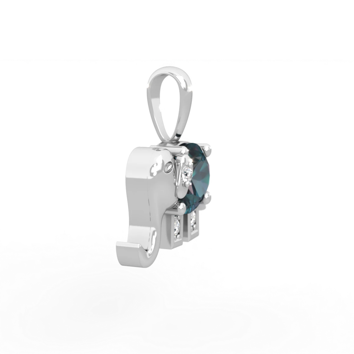 Alexandrite Elephant 14K White Gold pendant P2555