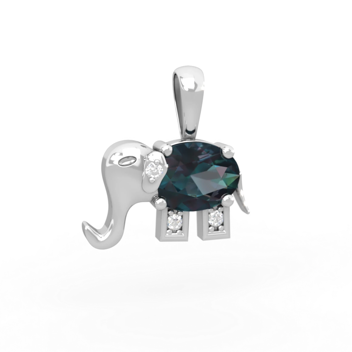 Alexandrite Elephant 14K White Gold pendant P2555