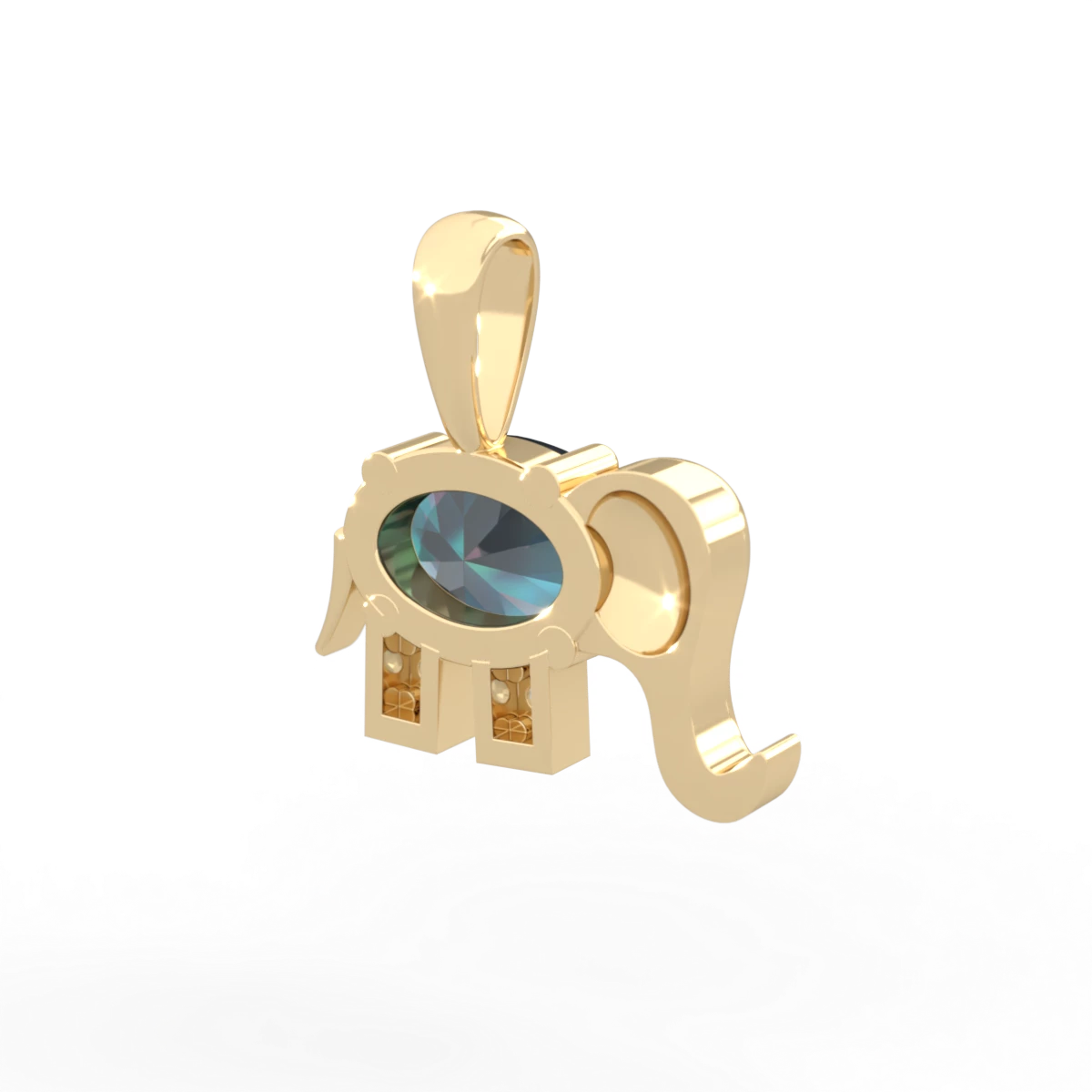 Alexandrite Elephant 14K Yellow Gold pendant P2555