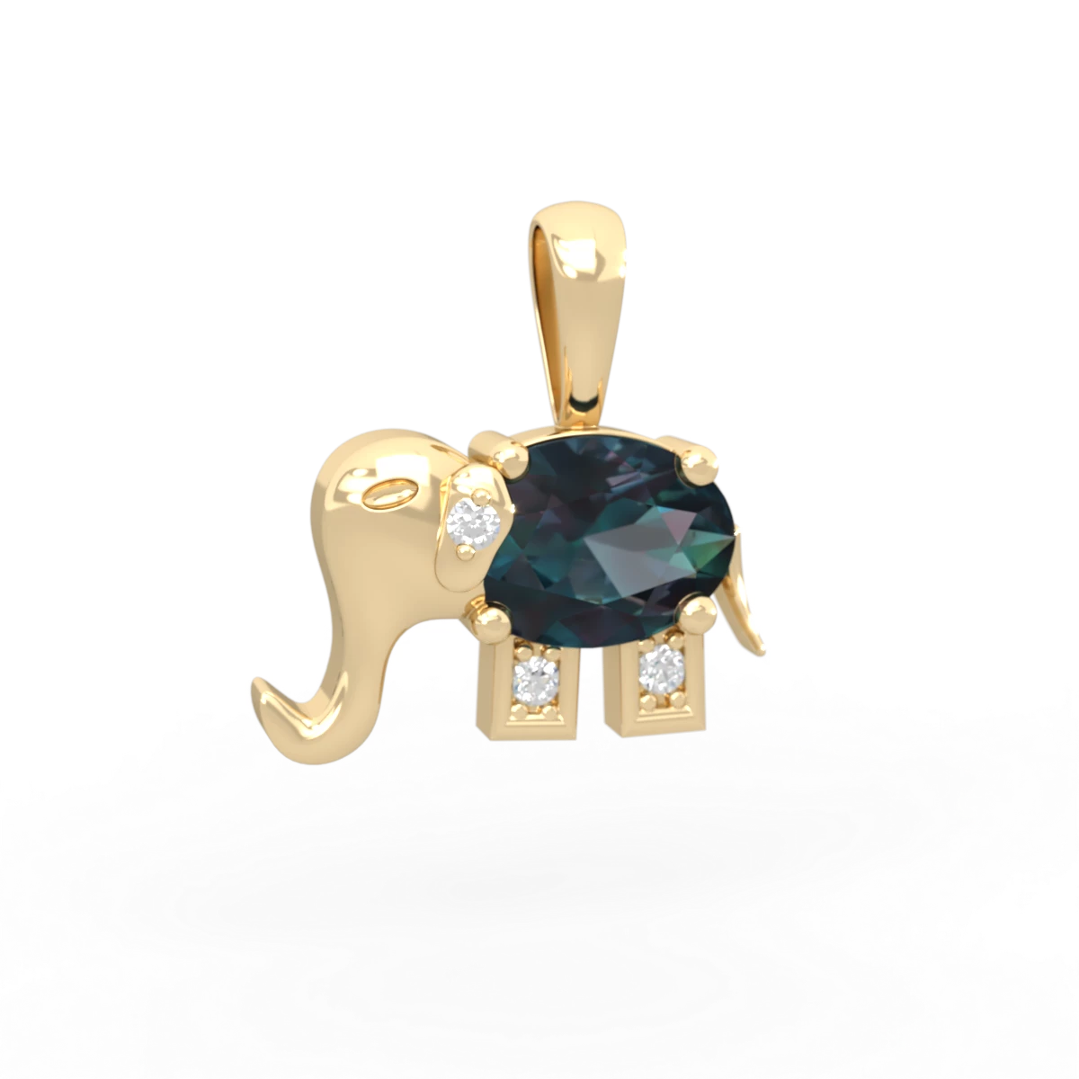 Alexandrite Elephant 14K Yellow Gold pendant P2555