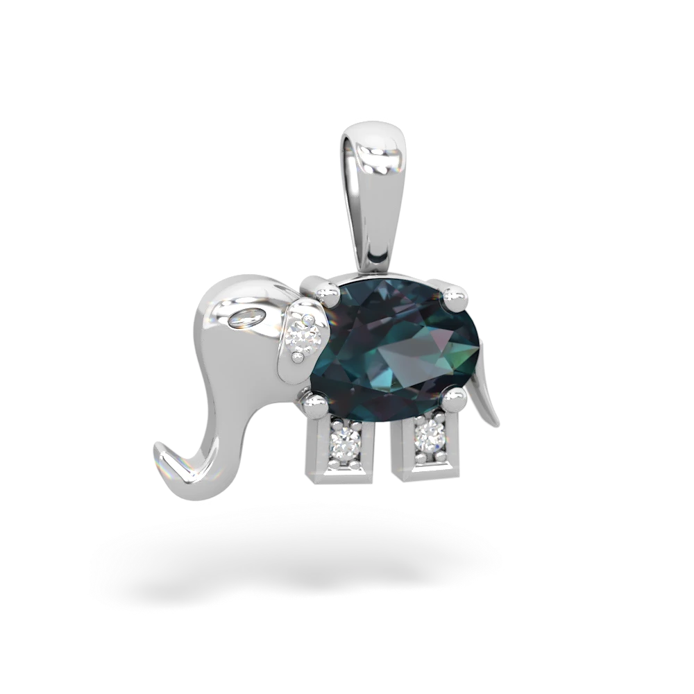 Alexandrite Elephant 14K White Gold pendant P2555