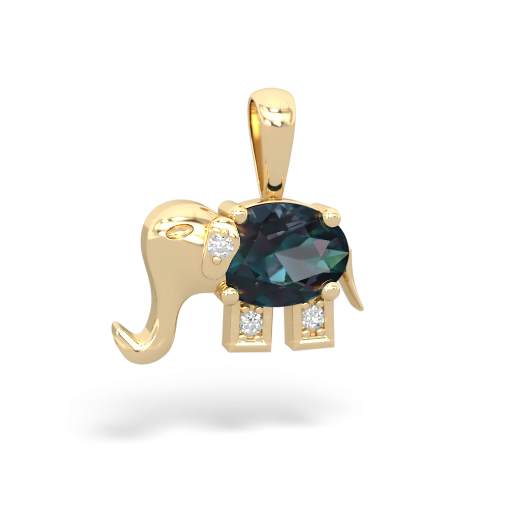 Alexandrite Elephant 14K Yellow Gold pendant P2555