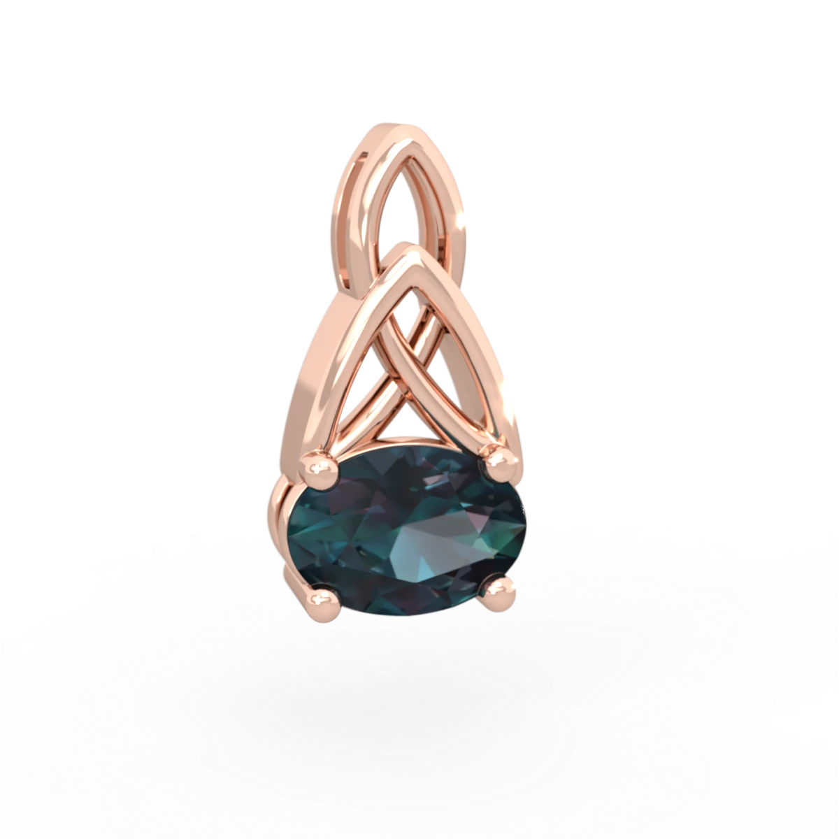 Alexandrite Celtic Trinity Knot 14K Rose Gold pendant P2389