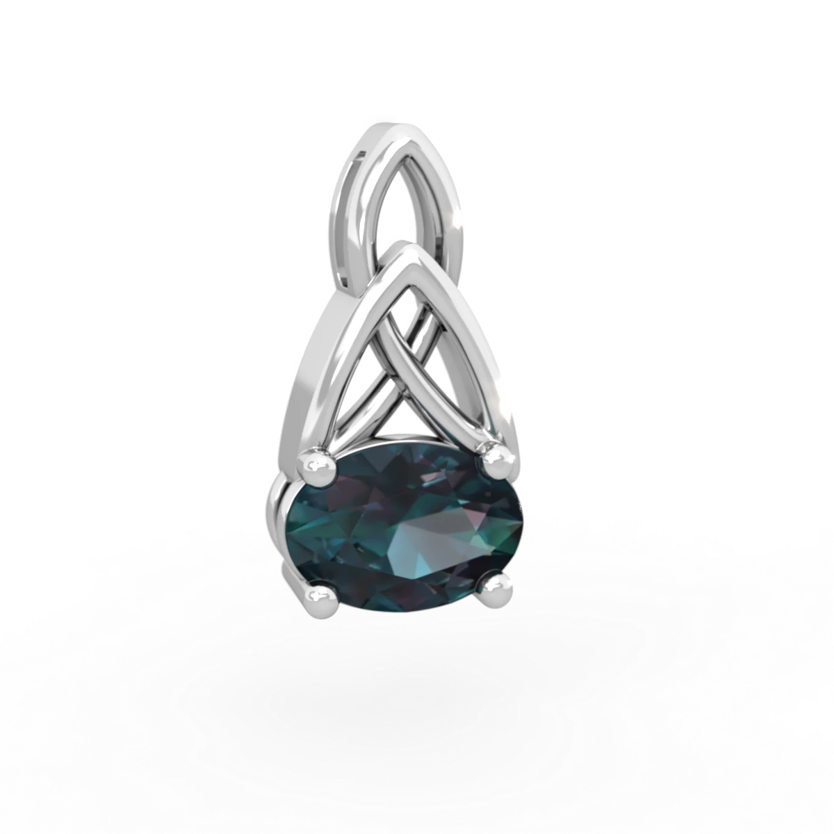 Alexandrite Celtic Trinity Knot 14K White Gold pendant P2389