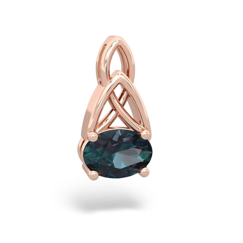 Alexandrite Celtic Trinity Knot 14K Rose Gold pendant P2389