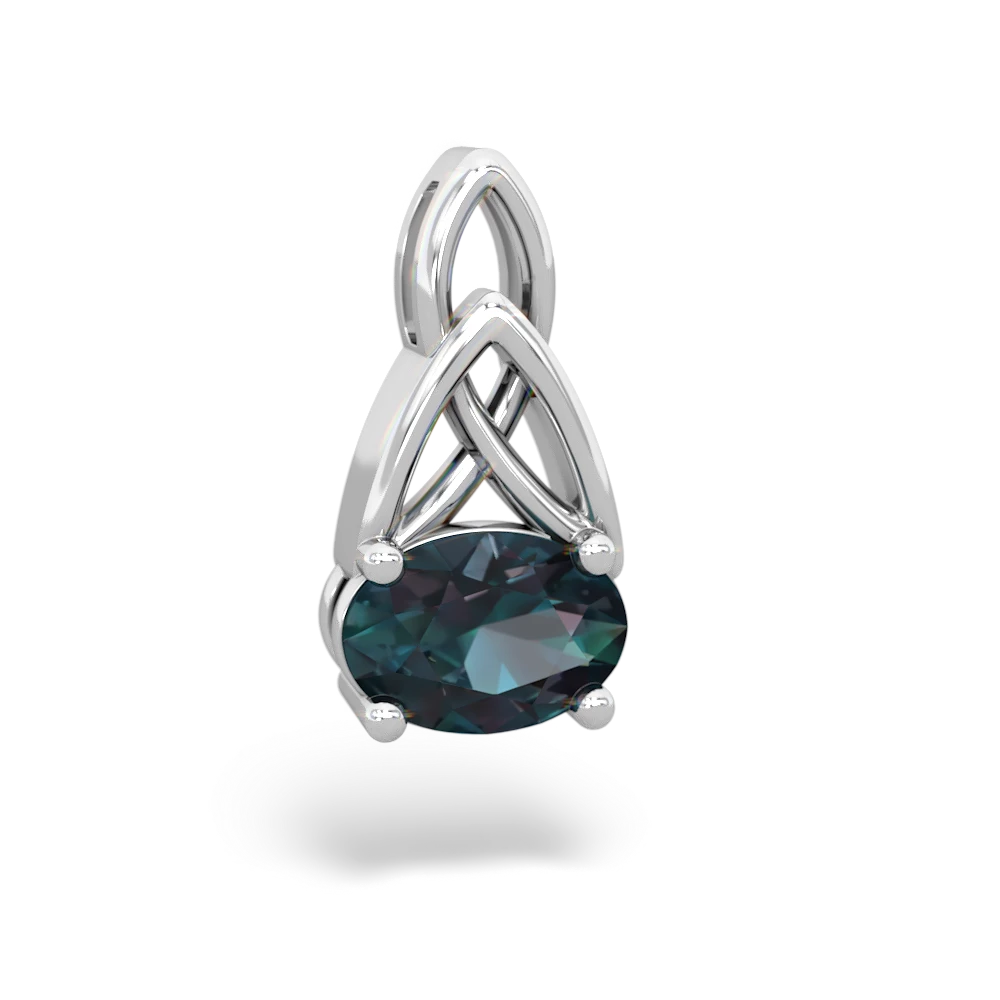 Alexandrite Celtic Trinity Knot 14K White Gold pendant P2389