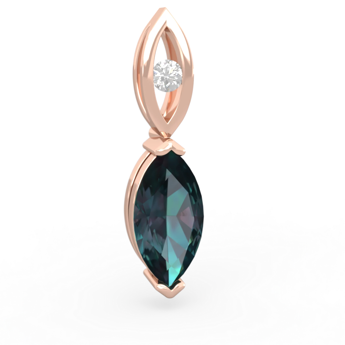 Alexandrite Marquise Drop 14K Rose Gold pendant P5333