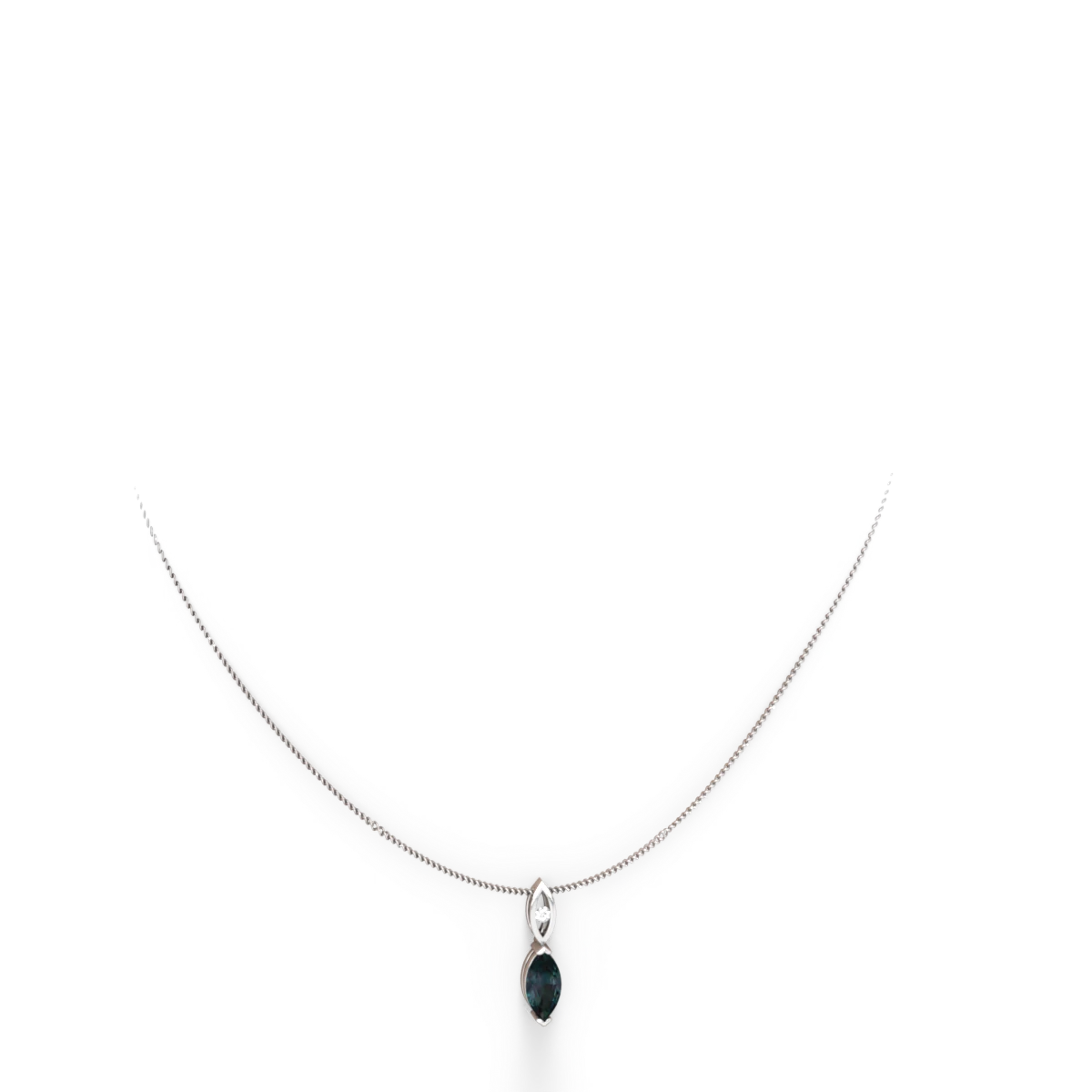 Alexandrite Marquise Drop 14K White Gold pendant P5333