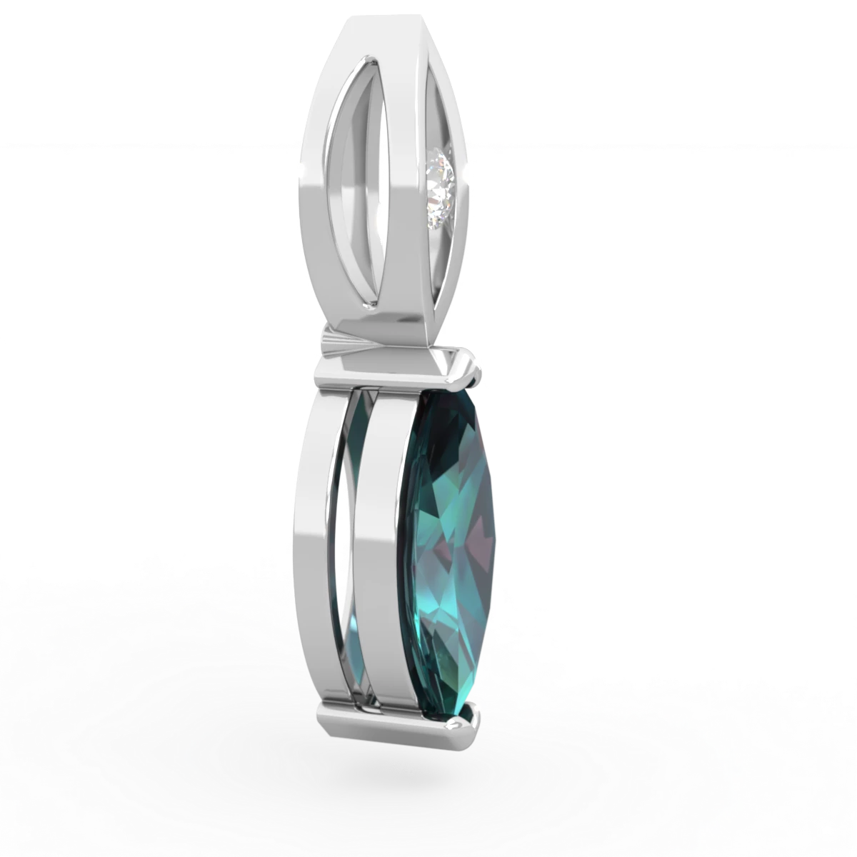 Alexandrite Marquise Drop 14K White Gold pendant P5333