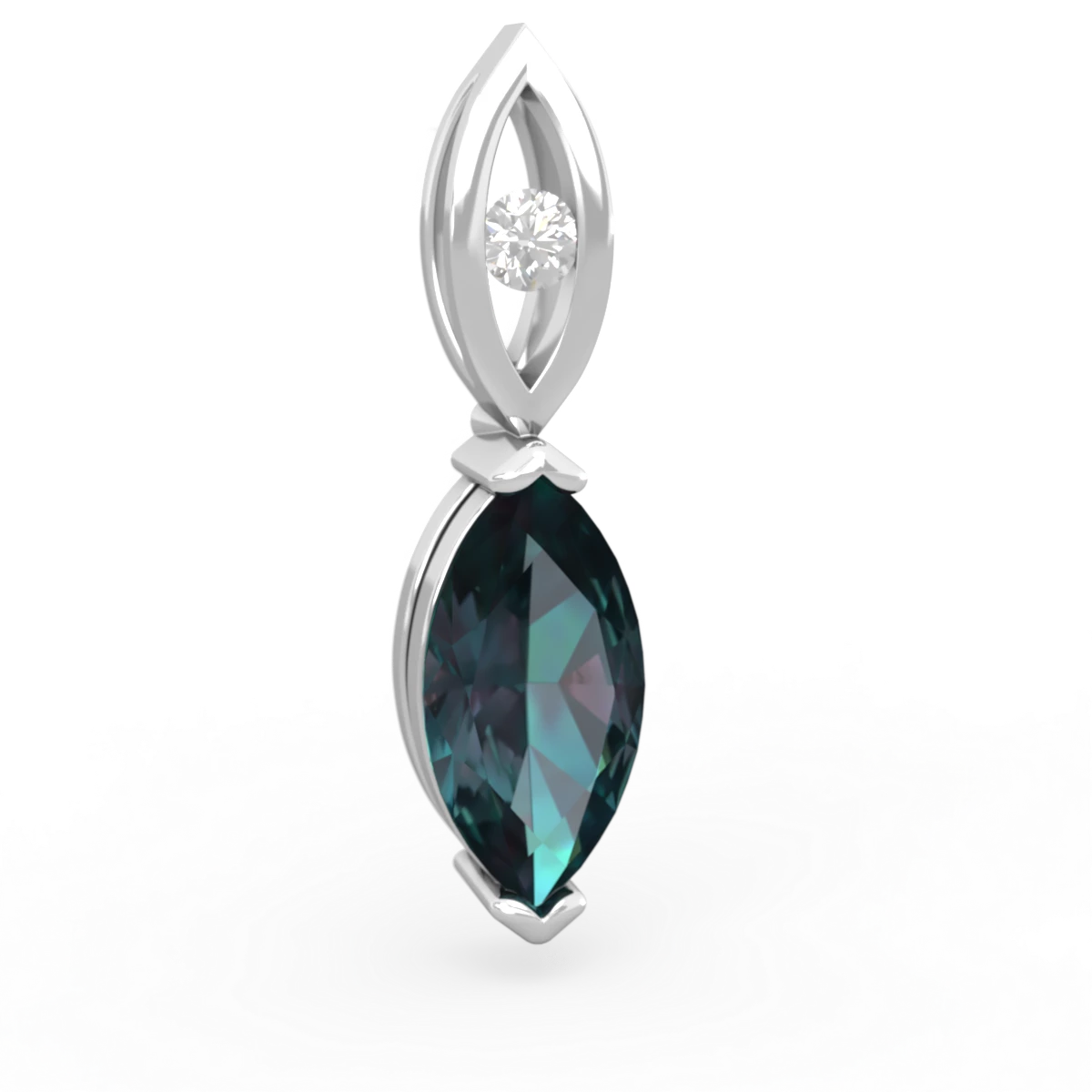 Alexandrite Marquise Drop 14K White Gold pendant P5333