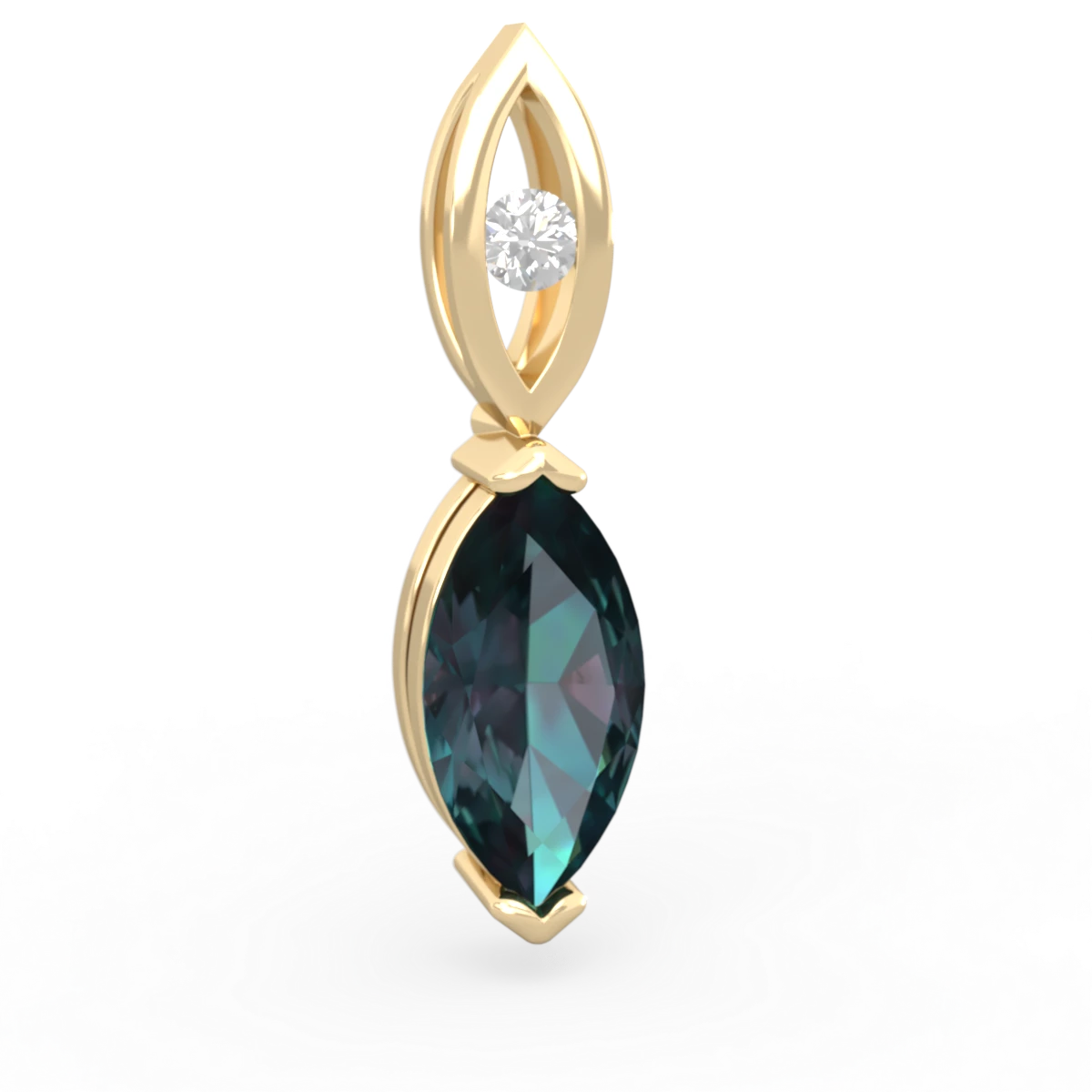 Alexandrite Marquise Drop 14K Yellow Gold pendant P5333