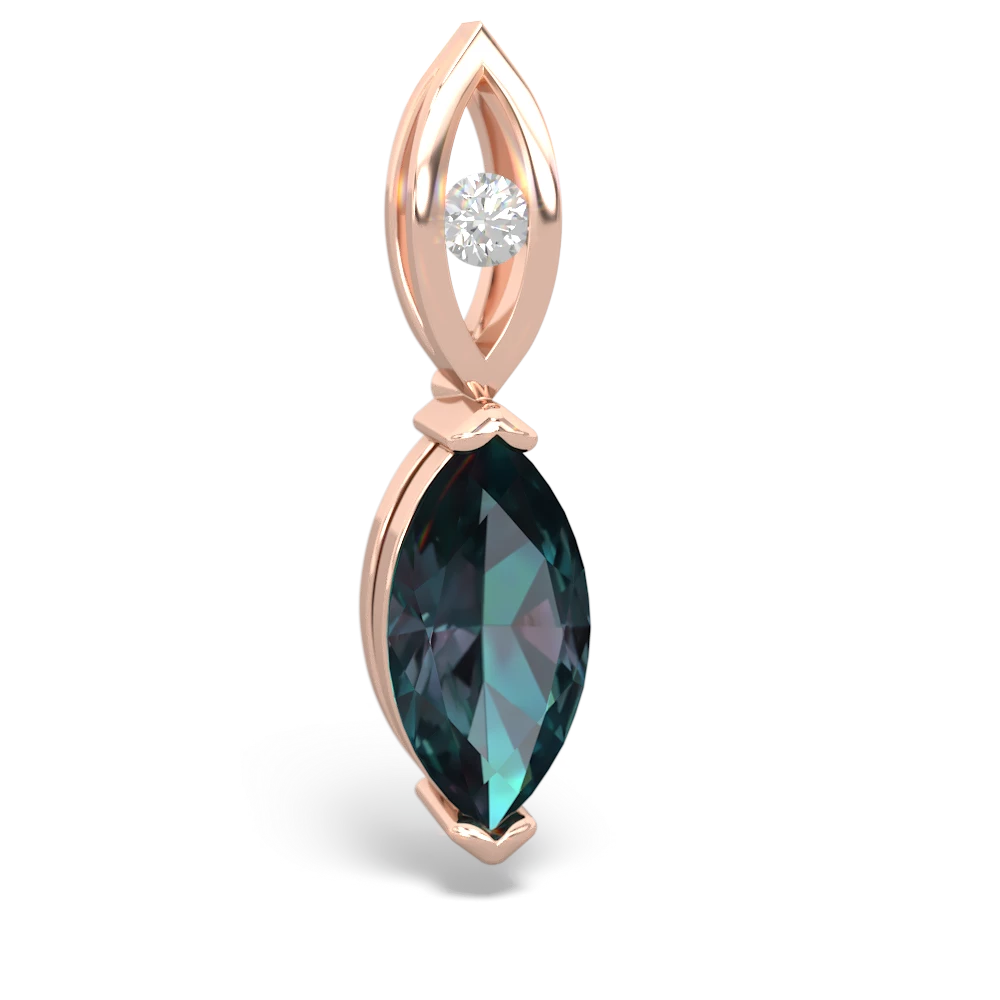 Alexandrite Marquise Drop 14K Rose Gold pendant P5333