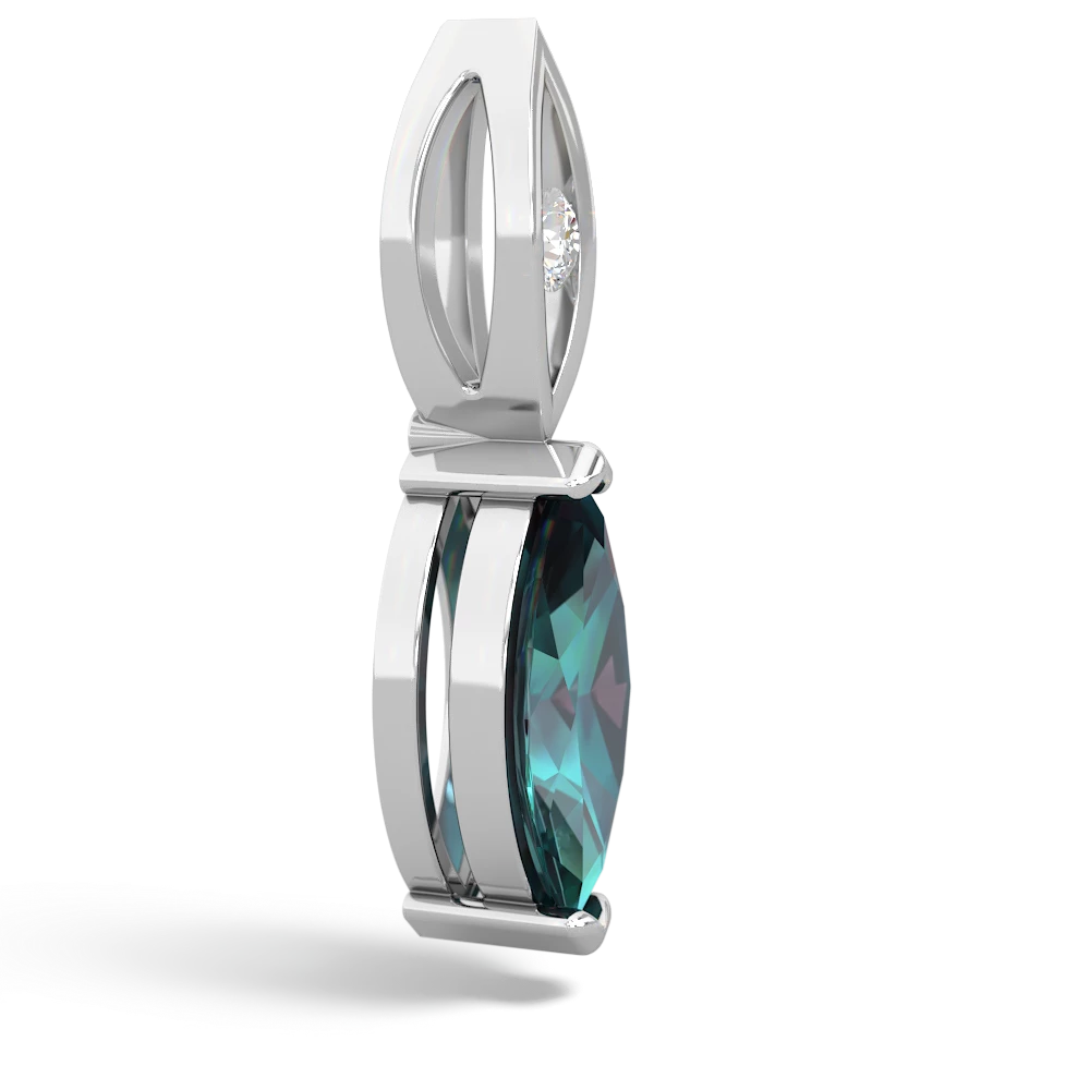 Alexandrite Marquise Drop 14K White Gold pendant P5333