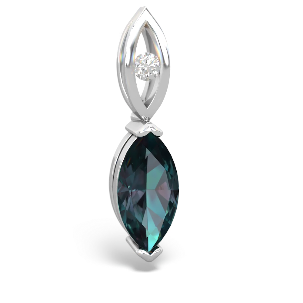 Alexandrite Marquise Drop 14K White Gold pendant P5333