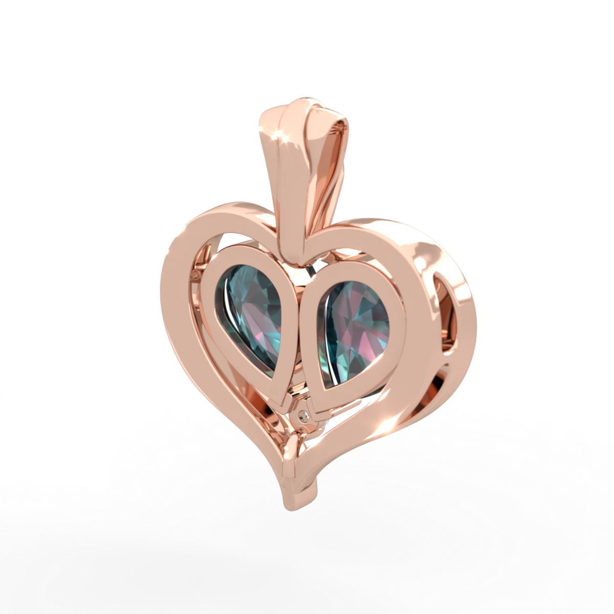 Alexandrite Two Become One 14K Rose Gold pendant P5330